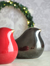 Load image into Gallery viewer, Ceramic bird with a gold beak. This skillfully crafted ceramic bird will look great perched on a shelf, cabinet, or desk. A great statement piece of décor, this ceramic bird will also make a romantic table centerpiece for weddings and other occasions.
