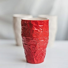 Load image into Gallery viewer, Upgrade your drinkware with these crumpled ceramic tumblers! The tumblers are made from high-quality white clay with a fascinating texture. This ceramic tumbler is perfect for drinking cold beverages like juice, water, milk, soft drinks, and even wine!
