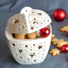 Load image into Gallery viewer, Handmade candle holder is the best Christmas gift. Candle holder is made out of ceramic and hand-carved to perfection. Ceramic candle holder will bring coziness to any room decor. Ceramic candle holder is essential for decorating any household. 
