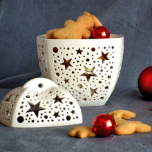 Load image into Gallery viewer, Handmade candle holder is the best Christmas gift. Candle holder is made out of ceramic and hand-carved to perfection. Ceramic candle holder will bring coziness to any room decor. Ceramic candle holder is essential for decorating any household. 

