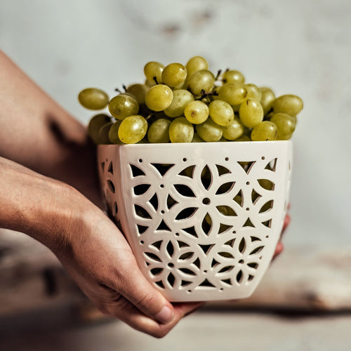 This ceramic bowl with lid can be used as a fruit bowl, cookie or candy jar, or candle holder in any room of the home! They make wonderful heartfelt gifts for special occasions like a wedding or housewarming or for a holiday, or birthday gift.