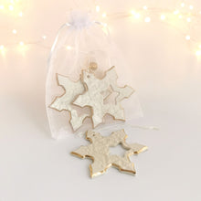 Load image into Gallery viewer, Golden Snowflakes Ceramic Ornament - Christmas Ornaments - CozyHomeIdeas
