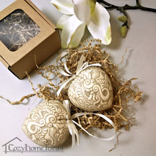 Load image into Gallery viewer, These vintage-inspired ceramic hanging hearts - a universal symbol of love. This heart will be a lovely gift for newlyweds on their wedding day or for your partner on Valentine’s Day. Heart will look beautiful at a wedding party or of your everyday décor.
