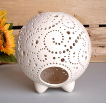 Load image into Gallery viewer, Handmade candle holder is the best wedding gift. Candle holder is made out of ceramic and hand-carved to perfection. Ceramic candle holder will bring coziness to any room in the house. Ceramic candle holder is essential for decorating any household. 
