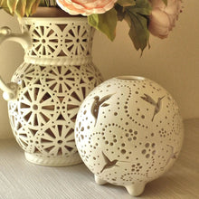 Load image into Gallery viewer, Handmade candle holder is the best wedding gift. Candle holder is made out of ceramic and hand-carved to perfection. Ceramic candle holder will bring coziness to any room in the house. Ceramic candle holder is essential for decorating any household. 
