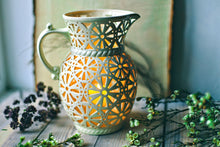Load image into Gallery viewer, Handmade candle holder is the best wedding gift. Candle holder is made out of ceramic and hand-carved to perfection. Ceramic candle holder will bring coziness to any room in the house. Ceramic candle holder is essential for decorating any household. 
