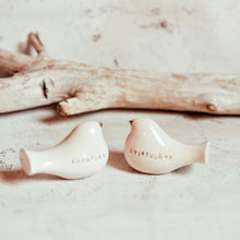 Load image into Gallery viewer, This pair of beautiful wedding cake toppers will add a classy finishing touch to your cake! The elegant cake toppers represent a pair of love birds or white doves. These cake toppers will decorate not only your wedding cake but also your home.
