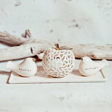 Load image into Gallery viewer, Personalized Love Birds Cake Toppers with "Apple" Candle Holder Set - Gift for Couples - CozyHomeIdeas
